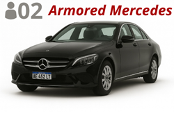 ARMORED VIP MERCEDES, up to 2 passengers with luggage